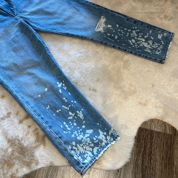 Madewell The Dadjean: Bleached Edition High-Rise Light Wash Splatter Jeans 26 - Picture 9 of 16